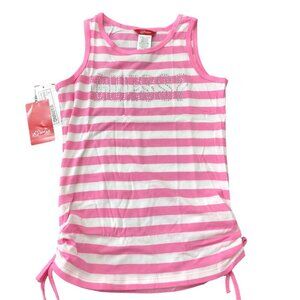 GUESS STRIPE PINK/WHITE KNIT TOP  LG‎ 6X NWT